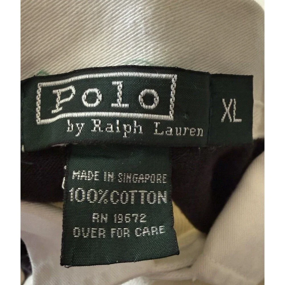 Polo Ralph Lauren Rugby Blue White Striped Shirt Logo Crest Vintage Mens XL